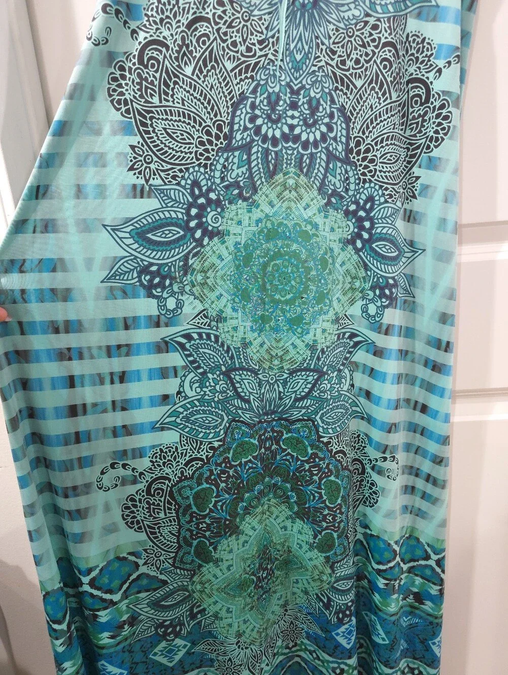 WORLD UNITY Boho Summer Resort Sleeveless V-Neck Maxi Dress, Stretchy, Size XL - Picture 9 of 15